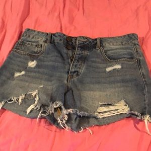 High waisted distressed jean shorts size 26
